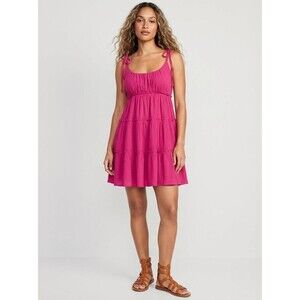 NWT Rhea Tiered Ruffle Mini Dress Women Size S M Pink Viscose Boho Festival